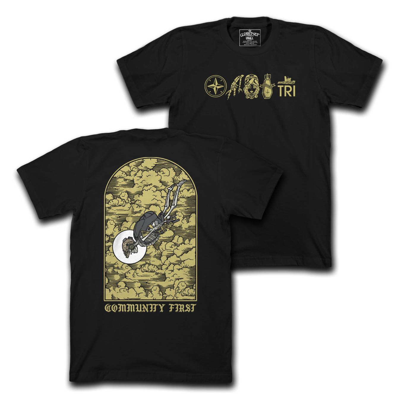 HIGH ANGLE SKELLY - BLK TEE