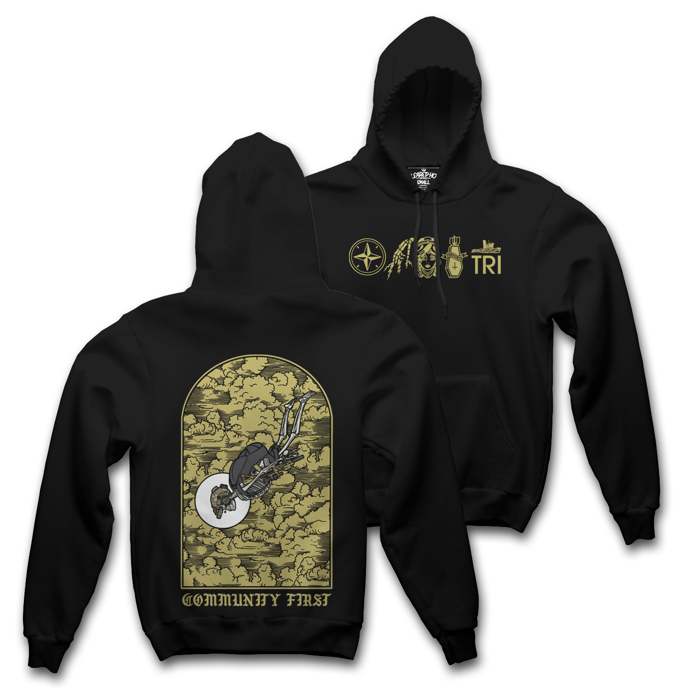 HIGH ANGLE SKELLY - BLK HOOD