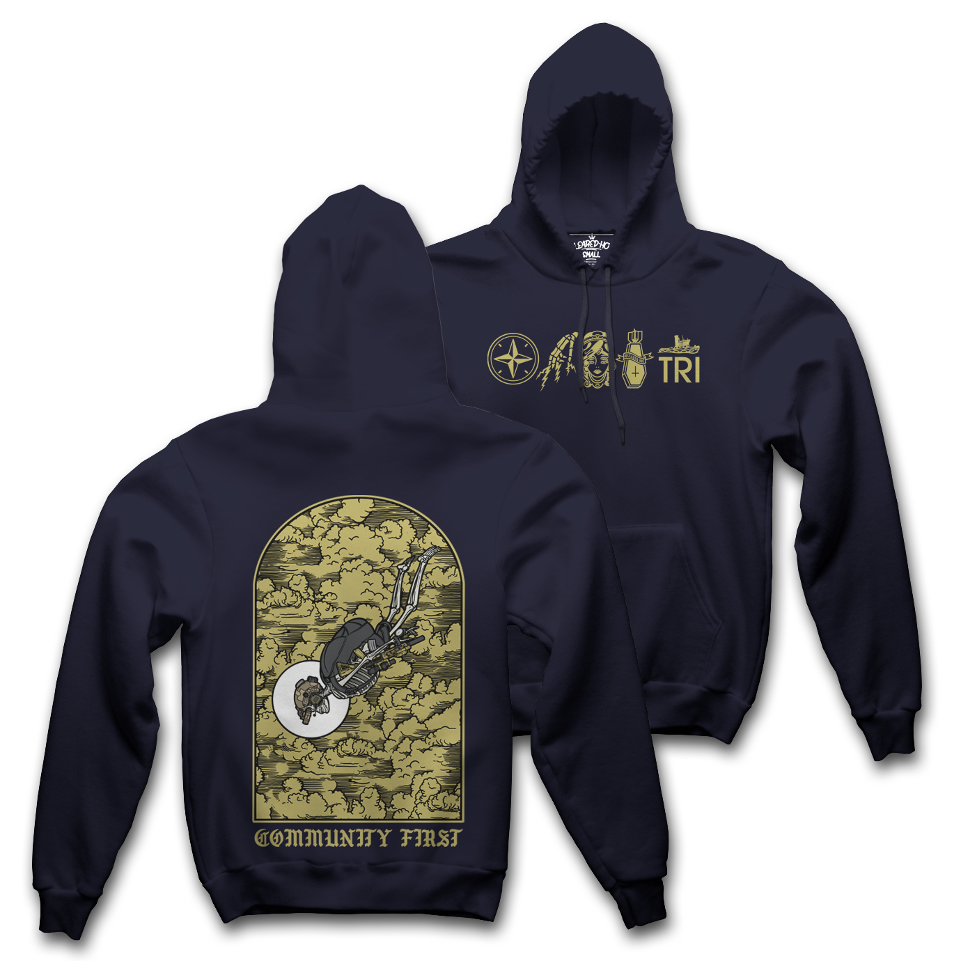 HIGH ANGLE SKELLY - NAVY HOOD