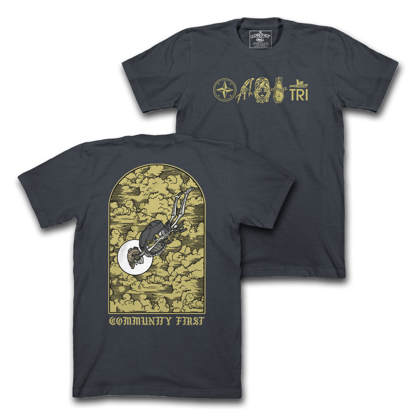 HIGH ANGLE SKELLY - NAVY TEE
