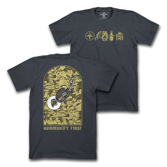 HIGH ANGLE SKELLY - NAVY TEE