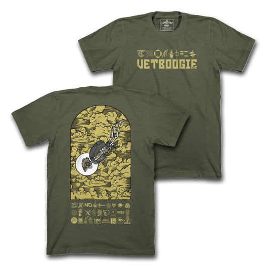 HIGH ANGLE SKELLY - MIL GREEN TEE