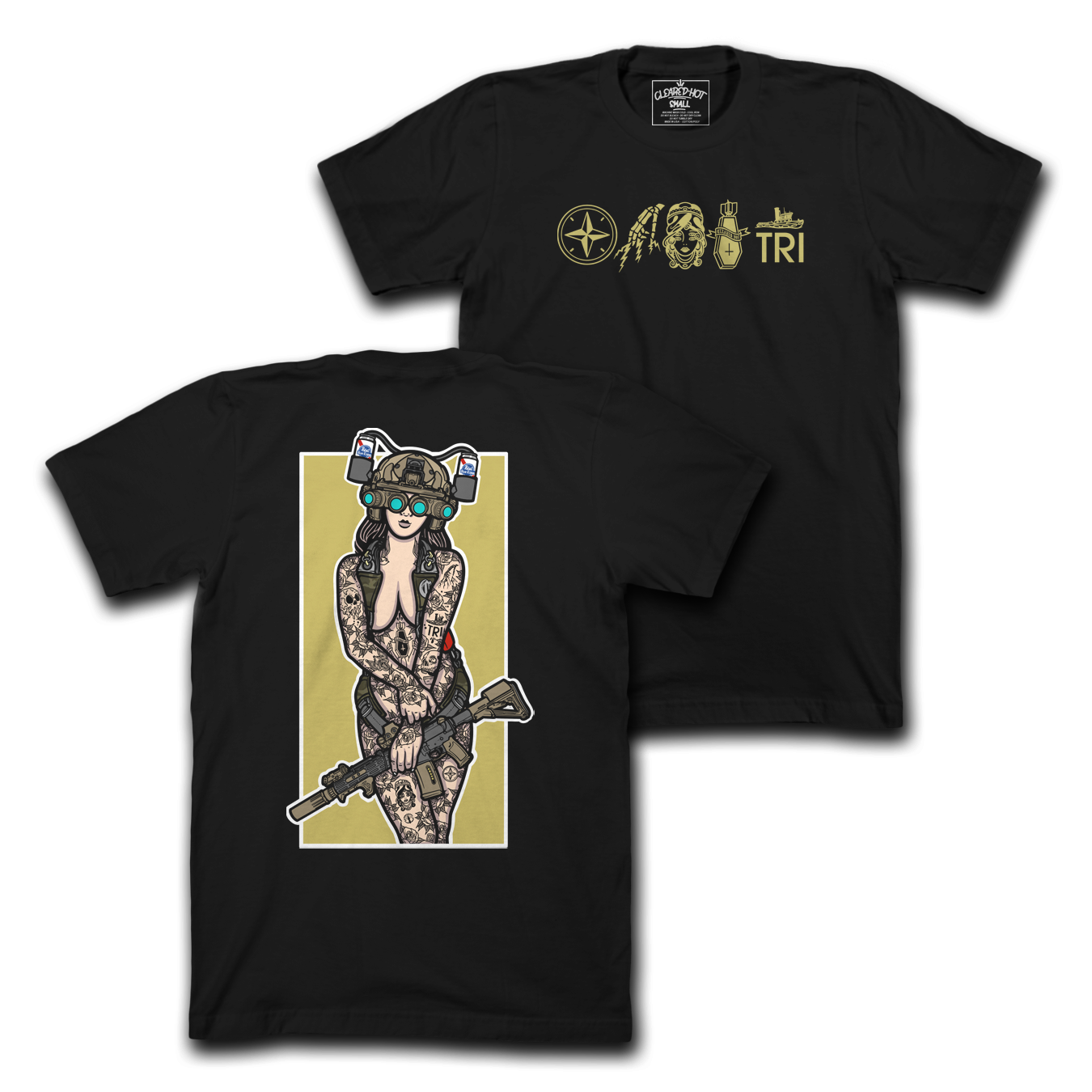PBR HELMET PINUP - BLK TEE