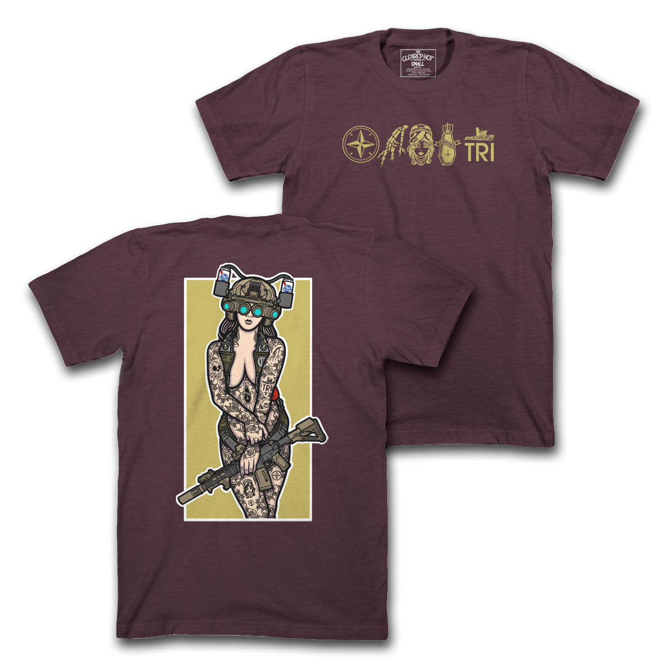 PBR HELMET PINUP - MAROON TEE