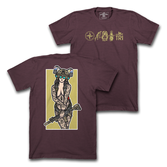 PBR HELMET PINUP - MAROON TEE