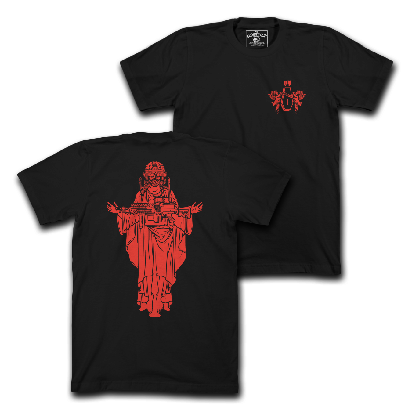 JESUS, TAKE THE SAW  - RED ON BLK TEE